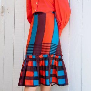 Anthropologie Eva Franco Flounced Midid Skirt Sz. 2 NWT